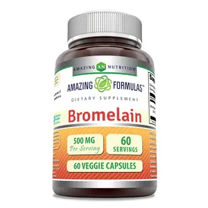 Amazing Formulas Bromelain Supplement | 500 Mg (2400 GDU) | 60 Veggie Capsule | Non-GMO | Gluten-Free | Made in USA