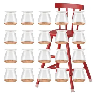 Clear Chair Leg Cover with Felt, 20pcs/set Non-slip Chair Leg Floor Protector, Silicone Chair Leg Floor Protector for Restaurant, Hotel, Cafes
