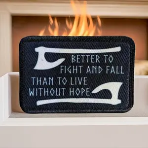 Better to fight and fall than to live without hope Viking Norse proverb 2"x3" morale patch with hook and loop backing
