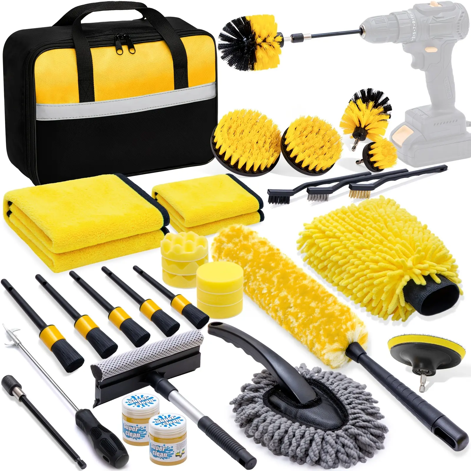 30Pcs Car Cleaning Tool Kit, Car Detailing Kit, Includes 18-Inch Wheel Brush, Detailing Brush, Car Wash Brush, and Interior/Exterior Tire Brush Set—The Perfect Gift for Family and Friends