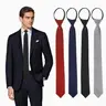 4pcs Men's Solid Color Tie, Business And Administrative Zipper, Easy to Pull Without Zipper Tie, Adjustable Lazy Release Design, Suitable for Formal Occasions Such As Weddings, Polyester Tie, Christmas And Valentine's Day Birthday Gift for Boyfriend Summe