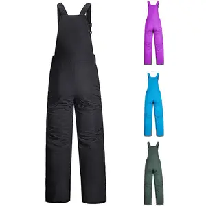 Women's Sleeveless Ski Overalls, Adjustable Shoulder Strap Jumpsuit, Side Pocket Long  Clothes Overalls Front Zipper Waterproof Adjustable Shoulder Strap Thermal Windproof Slim Fit Stylish Design, Adjustable Waist & Snow Gaiters,G