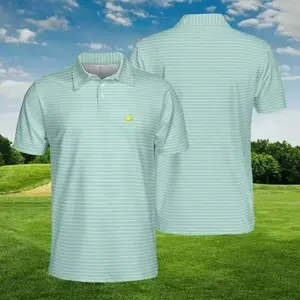 Masters 2026 Mint Polo Classic Pinstripe Golf Shirt for Men in Premium Performance Fabric Comfort