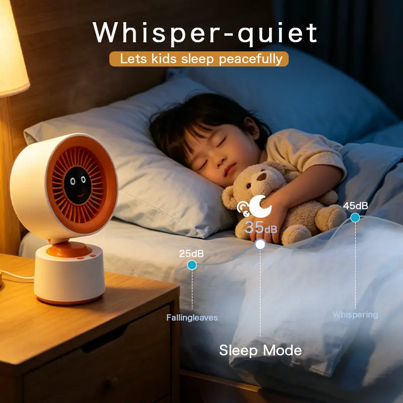 Multi-Scene Portable Turbo Desk Fan, Baby Safe Dual Guard Auto 180° Rotation Fan 25dB Low Noise 3600mAh Battery For Office Dorm Camping Nursery Pocket Design Fan
