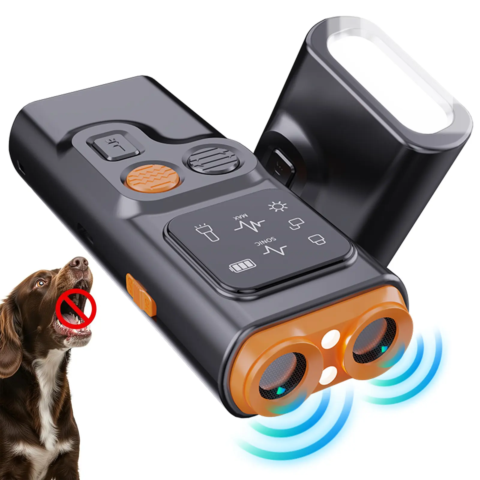 New Ultrasonic Portable Dog Silencer with LED Flashlight, Rechargeable Battery, 20ft Range Anti-Barking Control for Indoor Outdoor Use