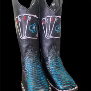 Blue python boots