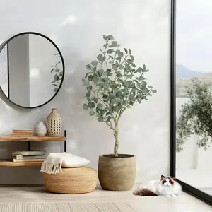 Artifical Eucalyptus Tree 4ft/5ft/6ft, Realistic Fake Plant in Pot for Home Decor, Office Faux Potted Tree with Adjustable Branche, Decorative