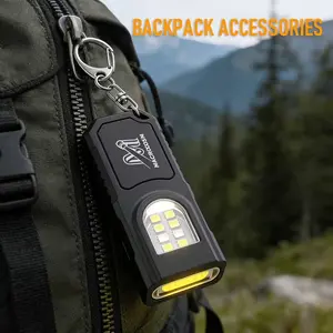 Portable hands-free flashlight | Mini keychain light with bottom magnet, pen clip headlamp design, 5 lighting modes, multifunctional LED light, car LED light, tent hanging light, suitable for travel and fishing