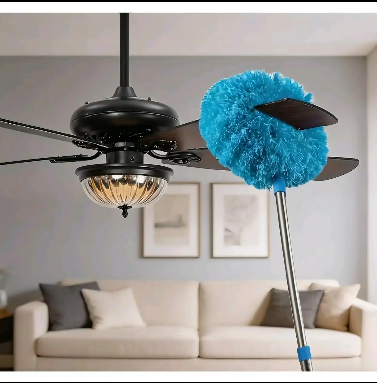 Synthetic Extendable Duster Brush - Detachable Washable Microfiber, Adjustable Extension Pole, 1-Pack House Cleaning Tools for Ceiling Fan Clean, Decor-Worthy Housekeeping Essential, Dusters For Cleaning, Microfiber Duster Heads