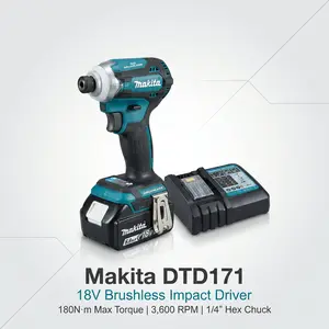 Makita DTD171 Cordless Impact Driver For Construction And Home Repair With Brushless Motor And Variable Speed professional