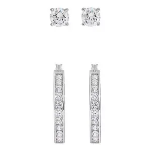 Radiance by Absolute™ 8.64ctw Hoop and Stud Earrings 2-piece Set