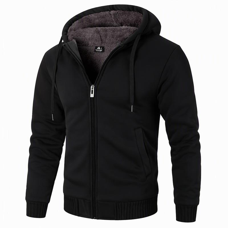 ZITY Men's Stylish Thick Long Sleeve Casual Zip-Up Hoodie - Heavyweight Winter Fleece Sherpa Lined Warm Menswear Jacket, Everyday Fit, Hooded Extra Coverage