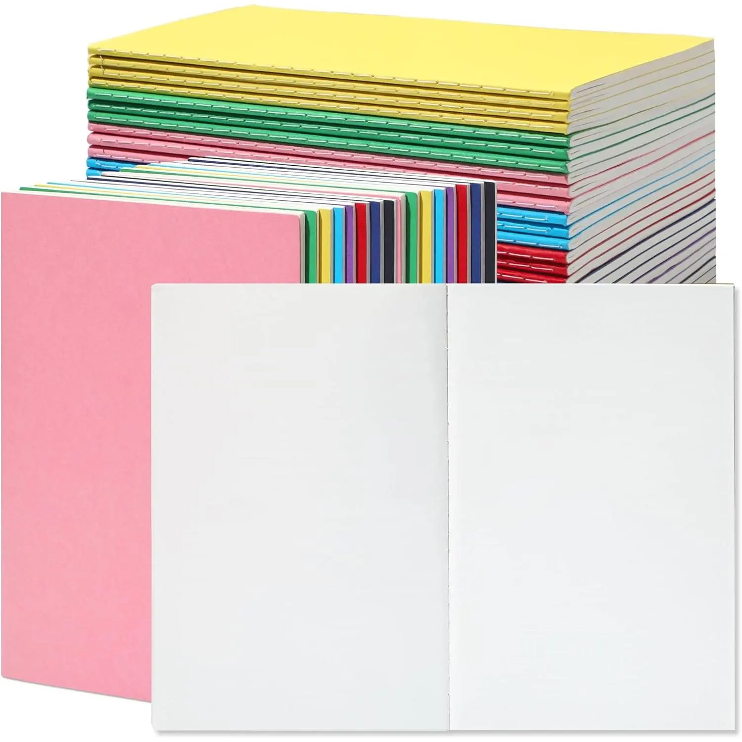 48 Pack A5 Blank Journal Notebooks in Bulk, Colorful Soft Cover Unlined Paper for  Student Traveler Drawing Writing Take Notes and Plan, 8.3x5.5 Inches, 80 GSM, 60 Pages/30 Sheets