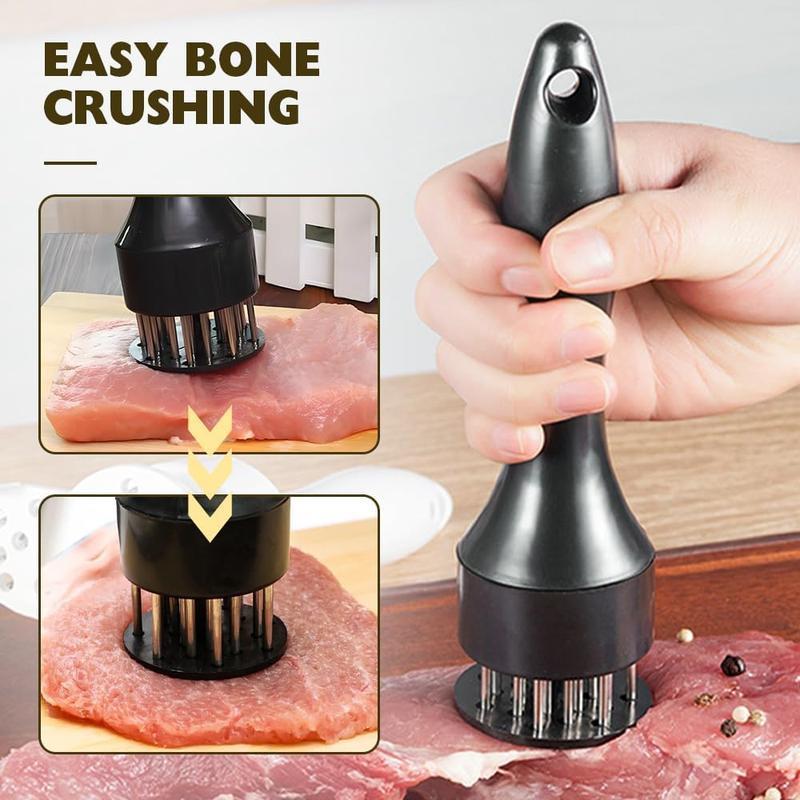 Stainless Steel Meat Tenderizer, 2025 New Meat Tenderizer Tool, Meat Tenderizer with Stainless Steel Ultra Sharp Needle Blades, for Tenderizing Beef Chicken Steak Veal Pork (Black)