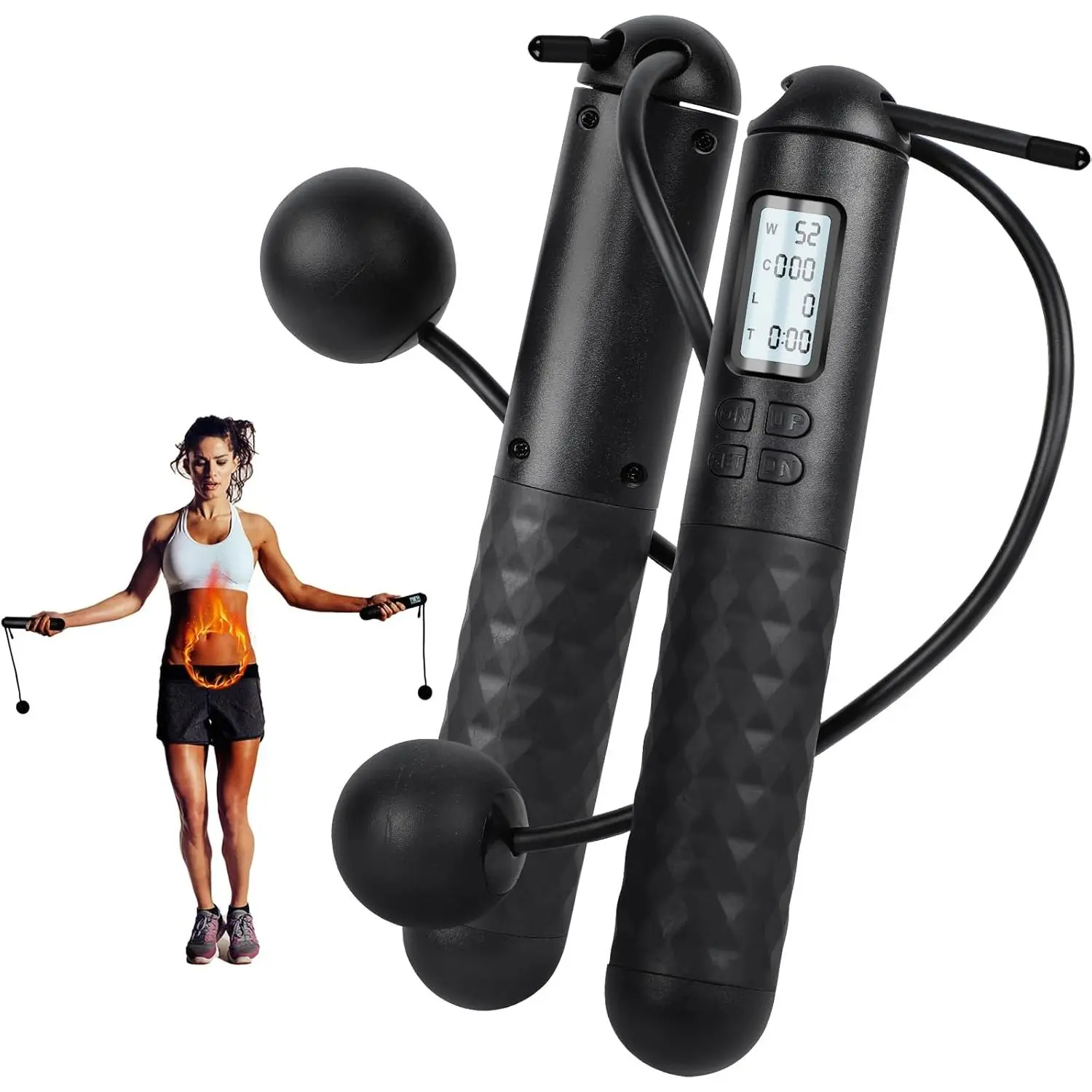 home school gym Skipping Rope with Counter, Cordless Jump Rope, Smart Weighted Jump Rope, Adjustable Digital Counting Jump Ropes, Cordless Weighted Jump Rope for Lose Weight, Burn Calories length activa metabolismo