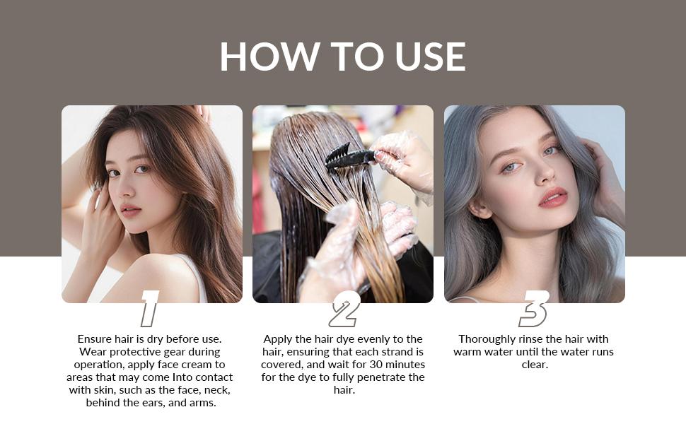 Silver Gray Hair Color Cream Smooth Shiny Hair Dye Long Lasting Gentle Formula Easy Use Voluminous Hair Look Hair Color Product