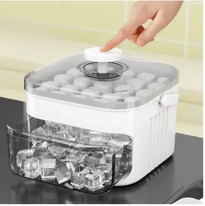 50-Cube Ice Cube Tray with Press Lid & Storage Box | Easy Release Ice Maker for Freezer | Iced Coffee & Summer Drink Essential Smoothies Smoothies