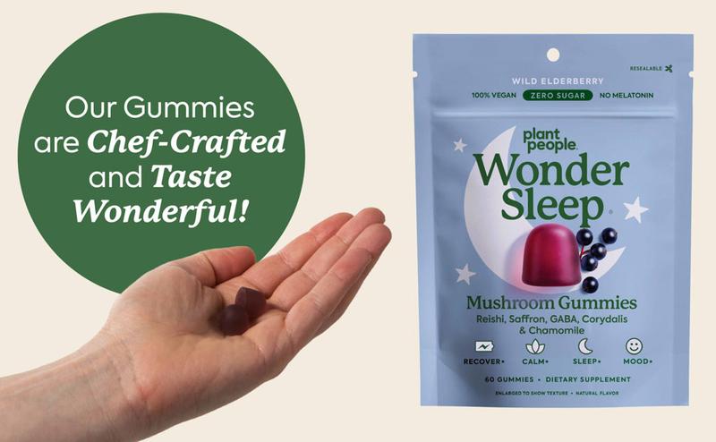 WonderSleep Mushroom Gummies by Plant People - Sugar Free, Melatonin Free, All Natural Sleep Gummy Supplement Healthcare Dietary