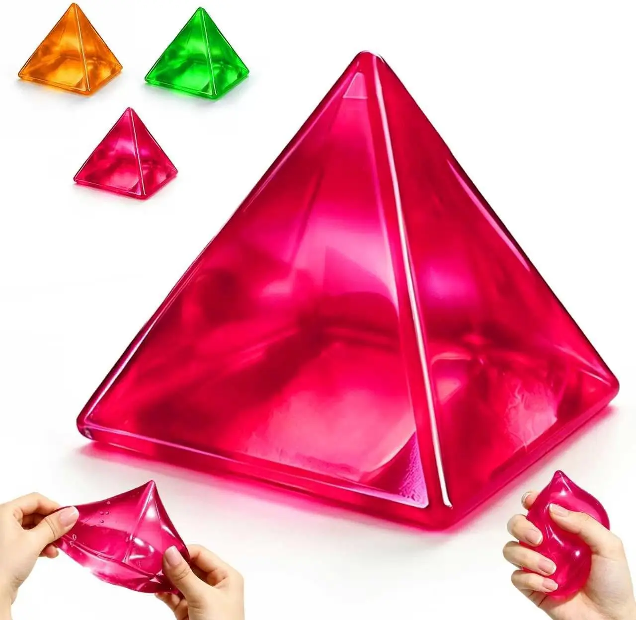 Summer Spring Gift Pyramid Ice Squishy Fidget Toy – Triangle Shaped Slow-Rising Soft Stress Ball for Anxiety Relief, Sensory Squishy Toy for Adults, Party Favors & Birthday Gifts (Red)
