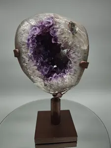 AAA+ Fully Polished Amethyst with Blue Agate - Uruguay Amethyst on Spinning Stand - 11in Crystal Display - 7.48 lbs