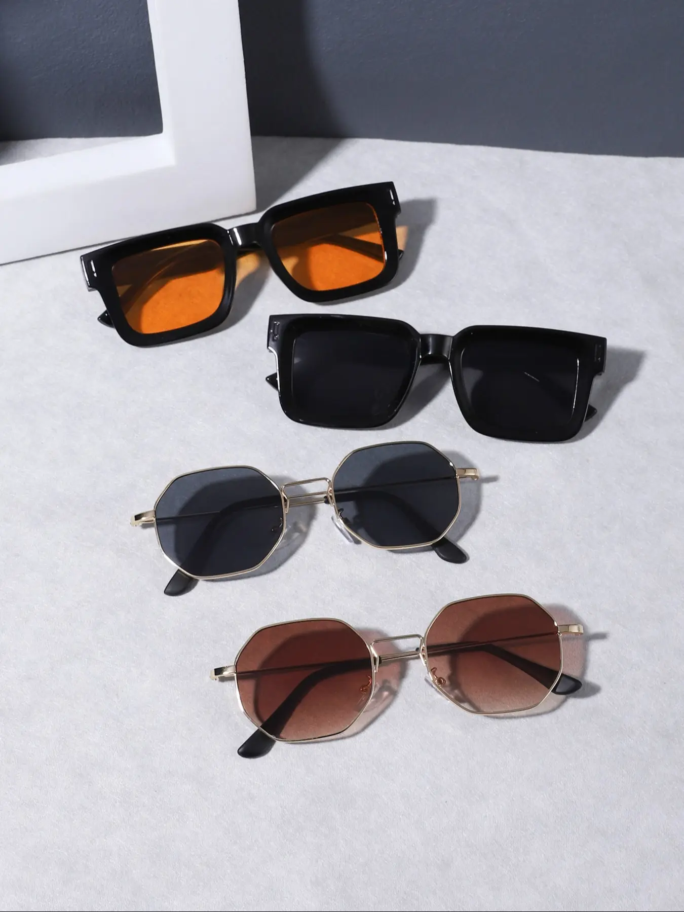 Polarized Square Sunglasses Classic Retro Trendy Unisex Casual UV400 Protection Unisex 2-Pack Frameless Rectangular Sunglasses - UV 400  main image 3
