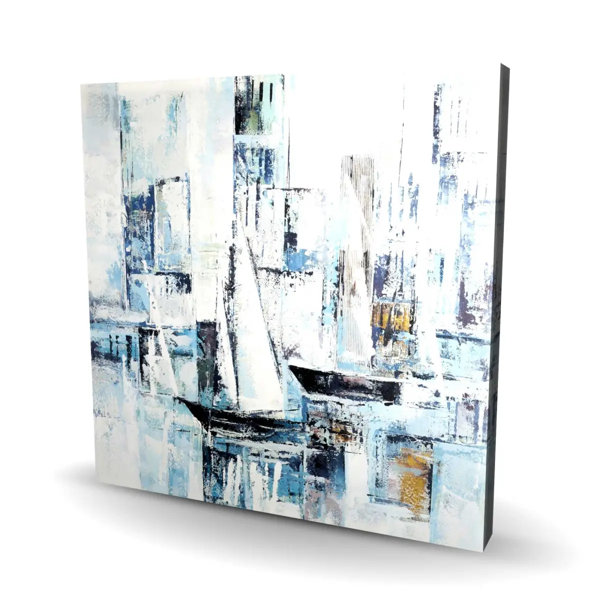 212 MAIN 36x36 in. High-Def Vibrant Industrial Wall Art Print - Modern Abstract Shapes, Boats, Artwork, Modern Art, Coastal Home Decoration (Home Supplies Wall Decor Poster)