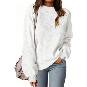 MEROKEETY Sweaters for Women 2025 Fall Winter Oversized Pullover Crew Neck Long Sleeve Heathered Knit Sweater