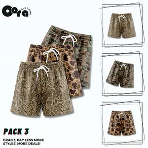 JV10 Pack of 3 CARA 5-Inch Inseam Men's Shorts – Lightweight and Breathable Design, Perfect for Sports, Outdoor Adventures, and Hunting – A Thoughtful Gift for Him Camo Mesh Duck Hunting Shorts Camo Volley Shorts Men's Breathable Basketball Print Shorts