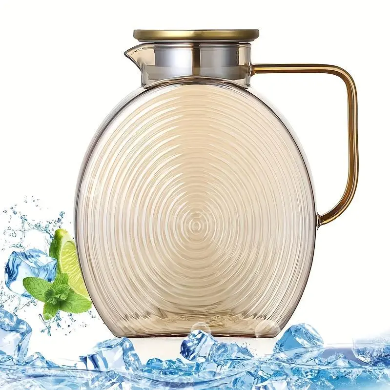 84.54oz High Borosilicate Glass Water Pitcher With Swirl Design - Heat Resistant, Large Capacity Jug For Hot And Cold Beverages, Sturdy Tea And Lemonade Carafe - For Home & Office - Suitable For Everyday Use - Perfect Gift For Housewarming&Tea