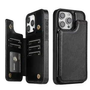 Phone Case - Wallet Blocking Layer Protect Magnetic Flip Faux Leather Case for Iphone 17 Air 16 15 14 13 12 Pro Max Plus Cover