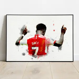 Bukayo Saka poster print, English footballer wall art, Arsenal fans