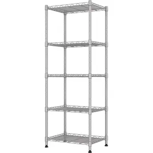 REGILLER 5-Wire Shelving Metal Storage Rack Adjustable Shelves,Standing Storage Shelf Units for Laundry Bathroom Kitchen Pantry Closet(Silver,11.8" D X 16.6" W X 53.5" H)