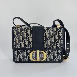 Pre-owned Dior Canvas Shoulder Bags Blue Oblique 30 Montaigne Bag JV00280 NO1