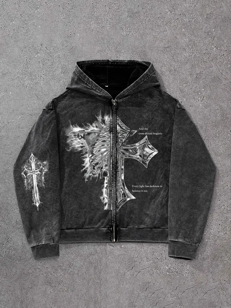 cross zip hoodie - TikTok Shop