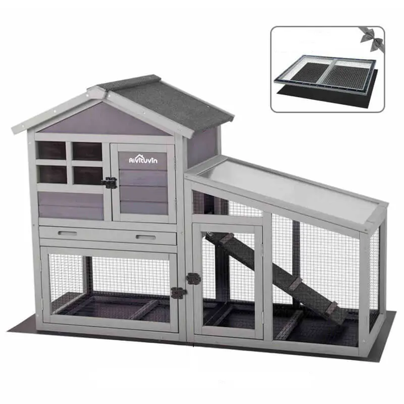 Aivituvin-AIR13-B Small Animal Enclosure, Indoor & Outdoor Rabbit Hutch with Wire Mesh Floor, PVC Layer (Inner Space 9 ft²)