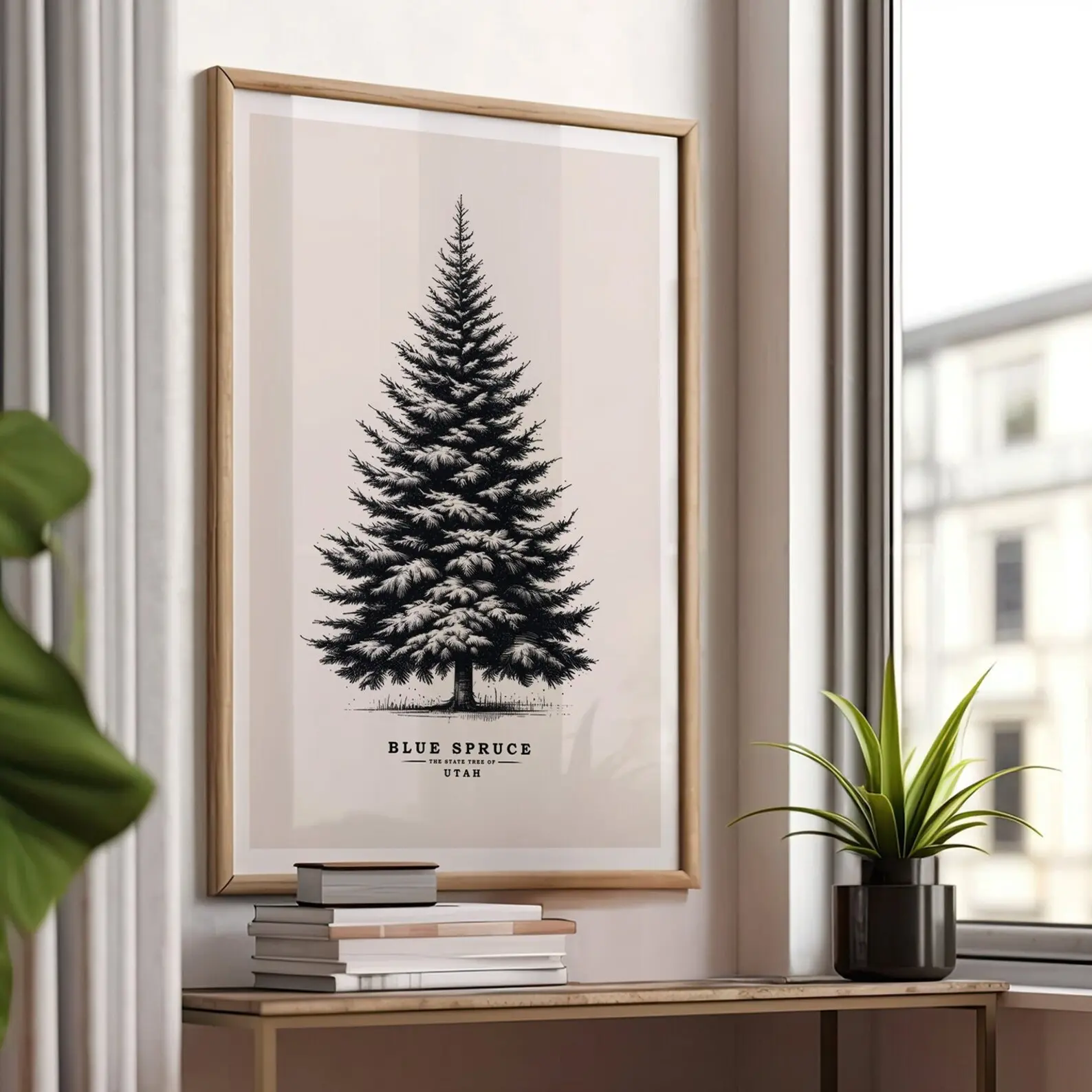 Utah State Tree Blue Spruce Vintage Sketch Poster Print Botanical Art Nature Ink Drawing Gift