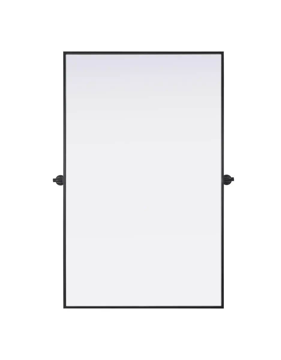 212 MAIN Amoura Decorative Rectangle Pivot Mirror - 48x30 in Black Iron Metal Frame, Adjustable Pivot Angle, Hanging Bathroom Fixture