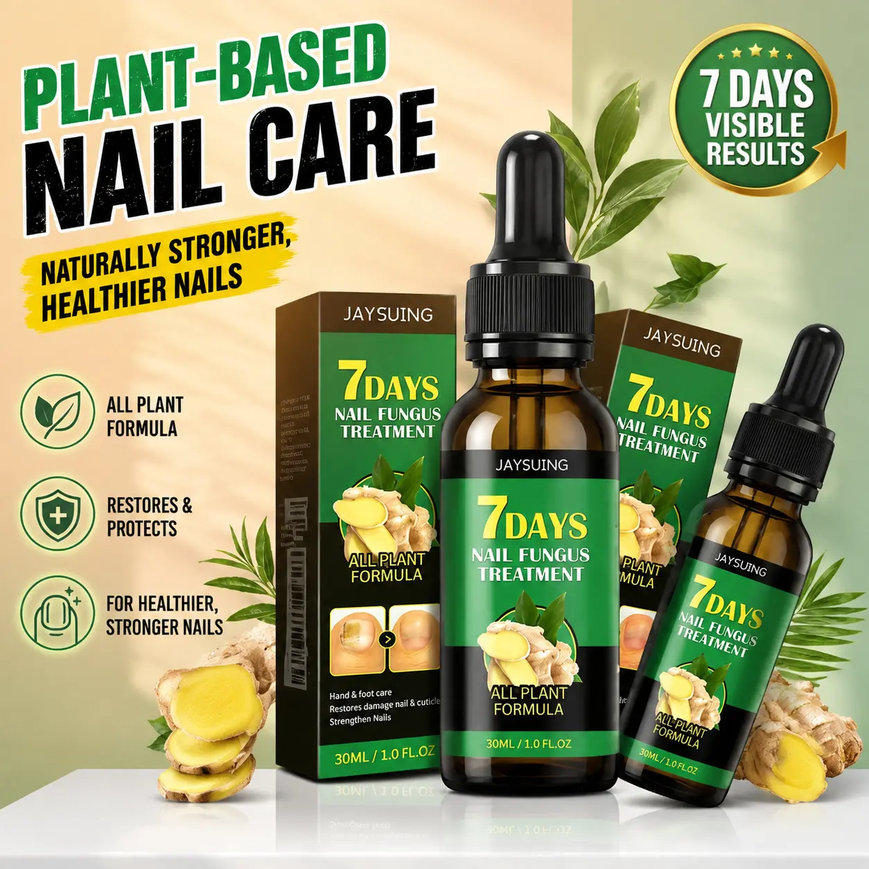 Ginger Nail Treatment – Antifungal Nail Care for Damaged Nails, Manicure Support & Comfort Formula for Healthier Nails