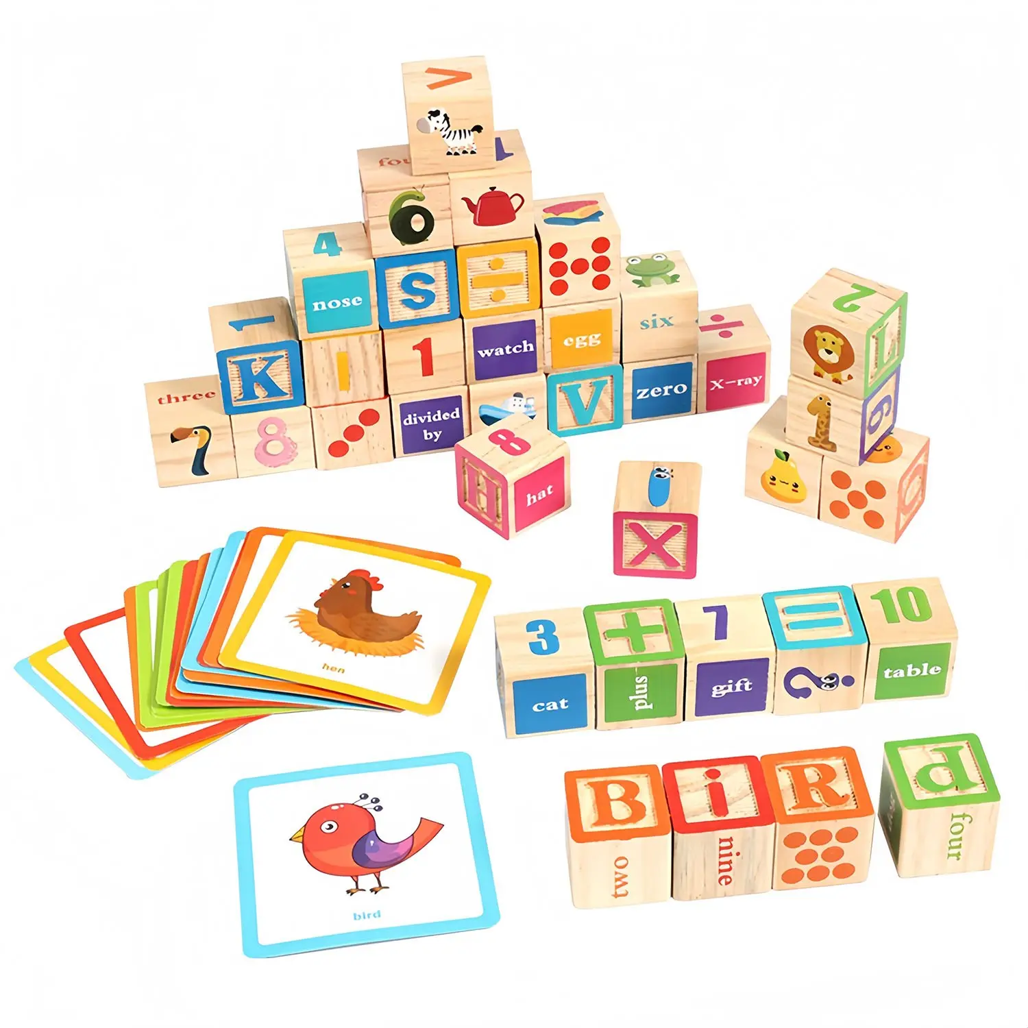 Wooden Building Blocks for Toddlers Montessori Alphabet & Number Stacking Blocks, Letter Building Blocks, Stacking Game Educational Learning Toys Preschool Learning Tool Activity Toys for Toddler Gift