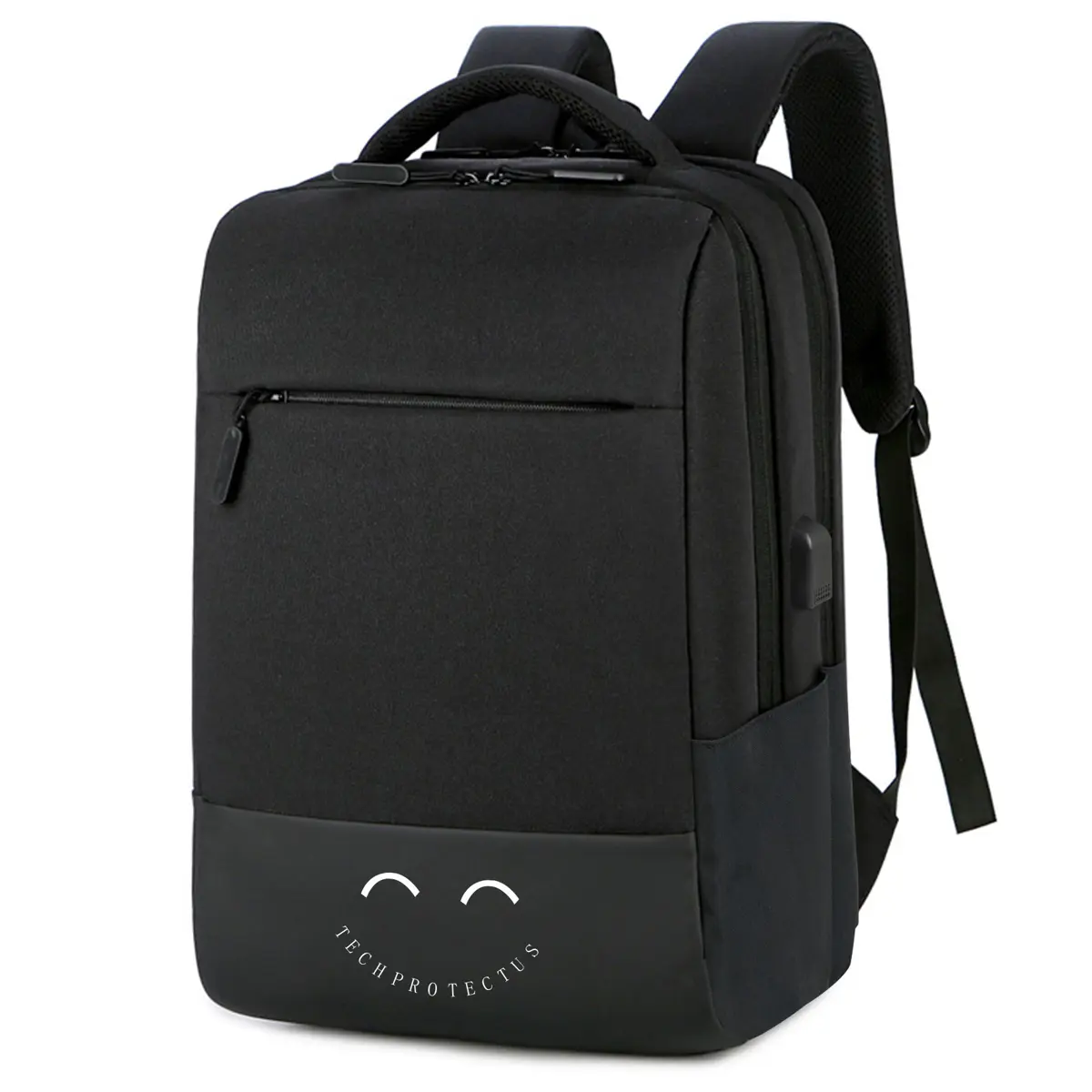 Techprotectus 15.6" Laptop Backpack with USB Charging Port, Black