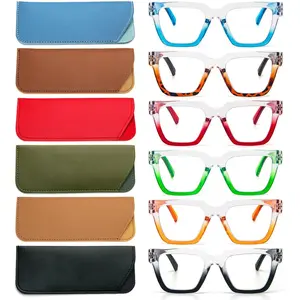 BASIC SUPPLY 6 Pack Oprah Style Reading Glasses for Women, Oversize Square Frame Blue Light Blocking Comfortable Readers