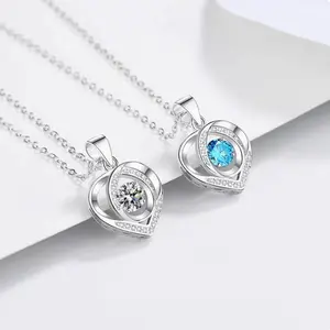 S925 Silver Smart Beating Heart Moissanite Necklace Women Fashionable Heart Shaped Peach Heart Pendant link chain cuban