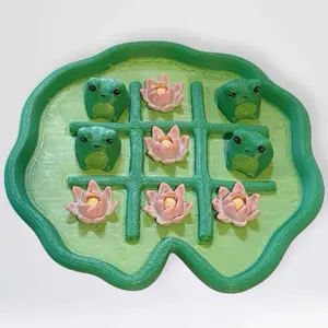 Tic Tac Toad – Hand-Painted Frog Tic Tac Toe Game Board