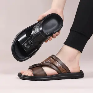 Men’s Summer Non-Slip Outdoor Slide Sandals - Casual Business Footwear, Walking Shoes Brown