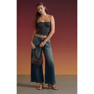 Third Charm Women's Skye Faux Leather Studded Strapless Tube Top