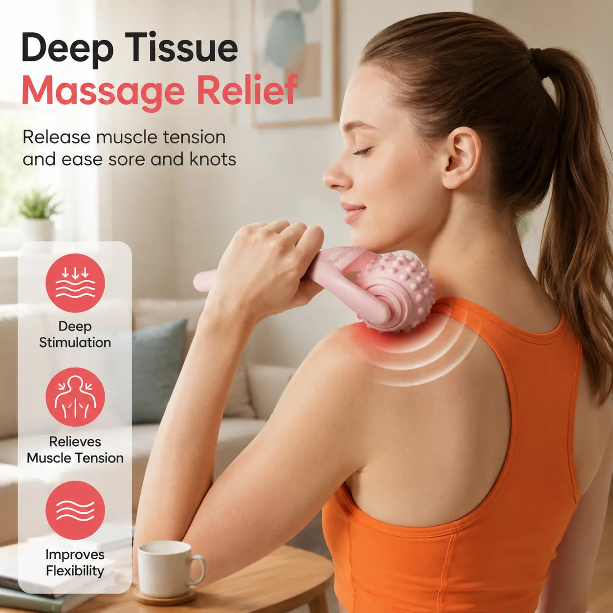 1 Count Detachable Dual Use Fascia Massager, Textured Bump Washable Muscle Roller Tool for Shoulder Arm Waist Foot Full Body Relaxation