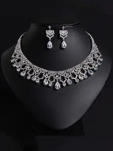Luxury Bridal Jewelry Set with Sparkling Snake Chain Necklace, High-Quality Zircon Stone Jewelry for Special Occasions, Stylish Gift for Celebrations