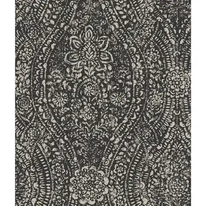RoomMates Ornate Ogee Peel and Stick Wallpaper Black/Taupe: Removable Vinyl, Self-Adhesive, Abstract Pattern, 28.2 Sq Ft Coverage