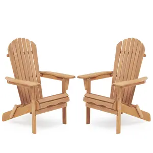 Wooden Outdoor Folding Adirondack Chair Set of 2 Wood Lounge Patio Chair for Garden,Garden, Lawn, Backyard, Deck, Pool Side, Fire Pit
