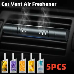 6-Pack Car Air Freshener: Alloy AC Vent Diffuser with 5 Solid Refill Sticks, Car Interior Accessory to Remove Odors, Car Aroma Diffuser